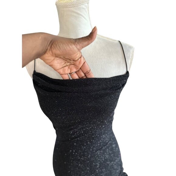 Windsor Sparkling Mermaid Glitter Dress Ruched Side Slit Spaghetti Straps Sz S - Picture 7 of 13